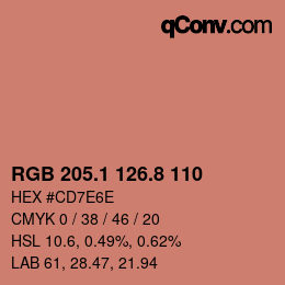 Color code: RGB 205.1 126.8 110 | qconv.com