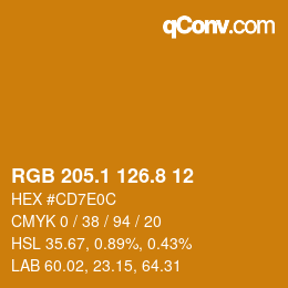 カラーコード: RGB 205.1 126.8 12 | qconv.com