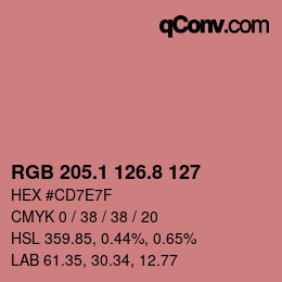 カラーコード: RGB 205.1 126.8 127 | qconv.com