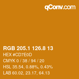 Color code: RGB 205.1 126.8 13 | qconv.com