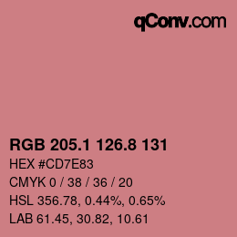 カラーコード: RGB 205.1 126.8 131 | qconv.com