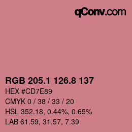 カラーコード: RGB 205.1 126.8 137 | qconv.com
