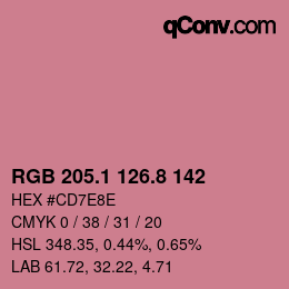 カラーコード: RGB 205.1 126.8 142 | qconv.com