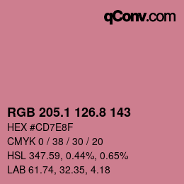 Color code: RGB 205.1 126.8 143 | qconv.com