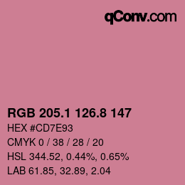 カラーコード: RGB 205.1 126.8 147 | qconv.com
