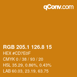 カラーコード: RGB 205.1 126.8 15 | qconv.com