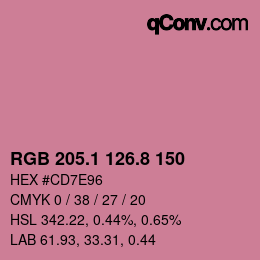 カラーコード: RGB 205.1 126.8 150 | qconv.com