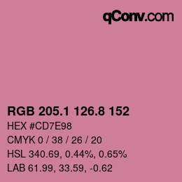 カラーコード: RGB 205.1 126.8 152 | qconv.com