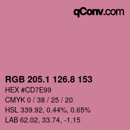 カラーコード: RGB 205.1 126.8 153 | qconv.com