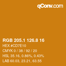 カラーコード: RGB 205.1 126.8 16 | qconv.com
