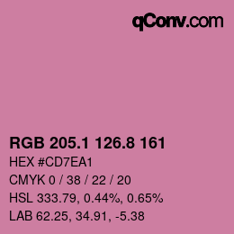 カラーコード: RGB 205.1 126.8 161 | qconv.com