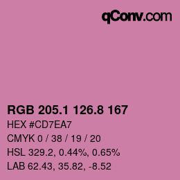 カラーコード: RGB 205.1 126.8 167 | qconv.com