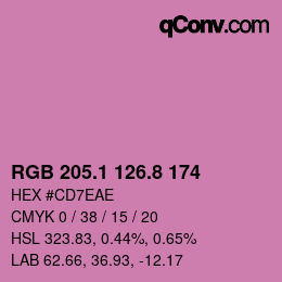 カラーコード: RGB 205.1 126.8 174 | qconv.com