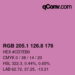 カラーコード: RGB 205.1 126.8 176 | qconv.com