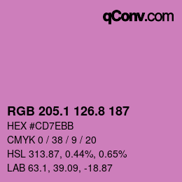 カラーコード: RGB 205.1 126.8 187 | qconv.com