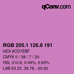 カラーコード: RGB 205.1 126.8 191 | qconv.com