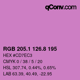 カラーコード: RGB 205.1 126.8 195 | qconv.com
