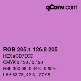 カラーコード: RGB 205.1 126.8 205 | qconv.com