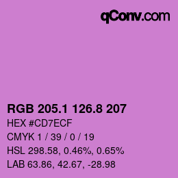 カラーコード: RGB 205.1 126.8 207 | qconv.com