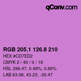 カラーコード: RGB 205.1 126.8 210 | qconv.com
