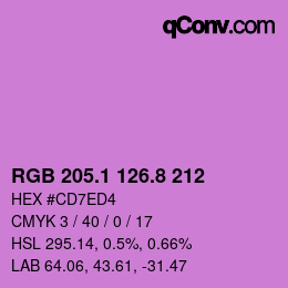 カラーコード: RGB 205.1 126.8 212 | qconv.com