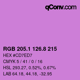 カラーコード: RGB 205.1 126.8 215 | qconv.com