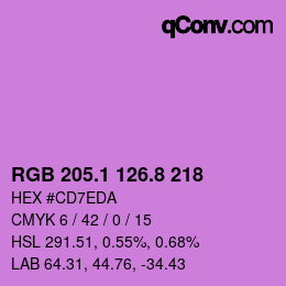 カラーコード: RGB 205.1 126.8 218 | qconv.com