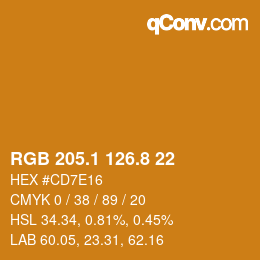 カラーコード: RGB 205.1 126.8 22 | qconv.com
