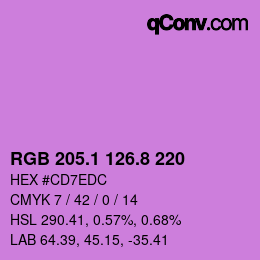 カラーコード: RGB 205.1 126.8 220 | qconv.com