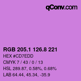 カラーコード: RGB 205.1 126.8 221 | qconv.com