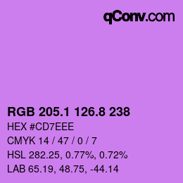 カラーコード: RGB 205.1 126.8 238 | qconv.com