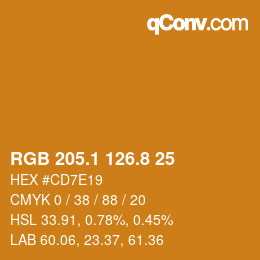 カラーコード: RGB 205.1 126.8 25 | qconv.com