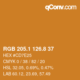 Color code: RGB 205.1 126.8 37 | qconv.com