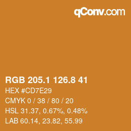 Color code: RGB 205.1 126.8 41 | qconv.com