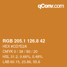 カラーコード: RGB 205.1 126.8 42 | qconv.com