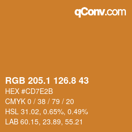 カラーコード: RGB 205.1 126.8 43 | qconv.com