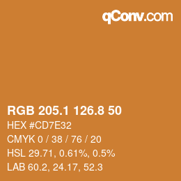 カラーコード: RGB 205.1 126.8 50 | qconv.com