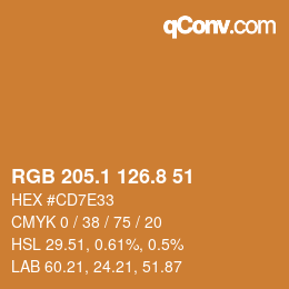 Farbcode: RGB 205.1 126.8 51 | qconv.com