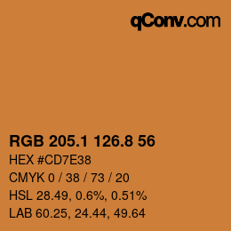 Color code: RGB 205.1 126.8 56 | qconv.com
