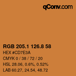 Color code: RGB 205.1 126.8 58 | qconv.com