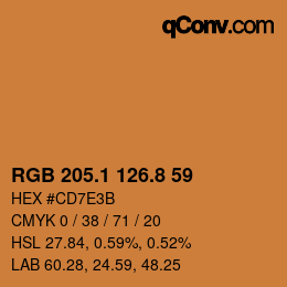 Color code: RGB 205.1 126.8 59 | qconv.com