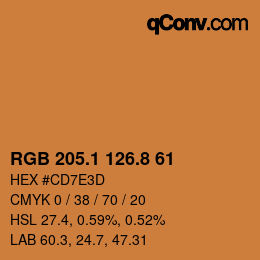 Color code: RGB 205.1 126.8 61 | qconv.com