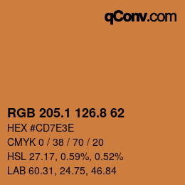 カラーコード: RGB 205.1 126.8 62 | qconv.com
