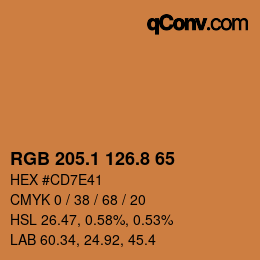 Color code: RGB 205.1 126.8 65 | qconv.com