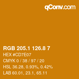 Color code: RGB 205.1 126.8 7 | qconv.com