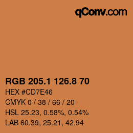 Color code: RGB 205.1 126.8 70 | qconv.com