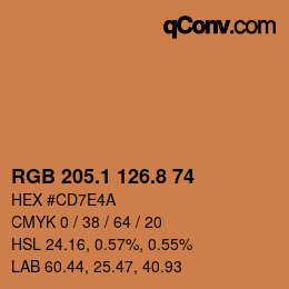 Color code: RGB 205.1 126.8 74 | qconv.com