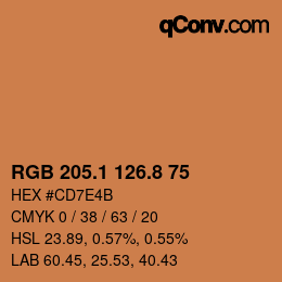 Color code: RGB 205.1 126.8 75 | qconv.com