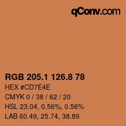 Color code: RGB 205.1 126.8 78 | qconv.com