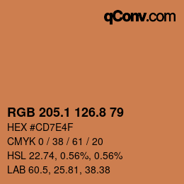 Color code: RGB 205.1 126.8 79 | qconv.com